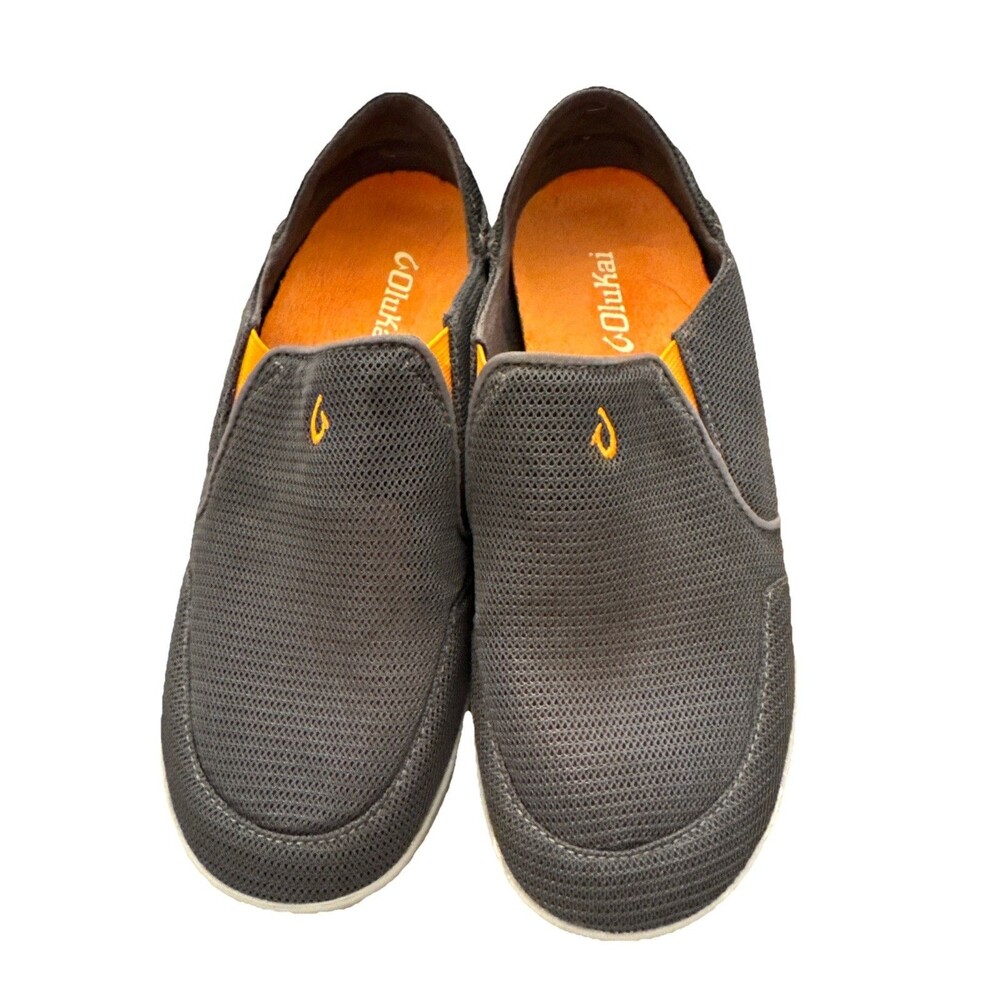 Olukai Nohea Mesh Men's Gray Orange Slip On Slide Boat Deck 10188-4242 USM8